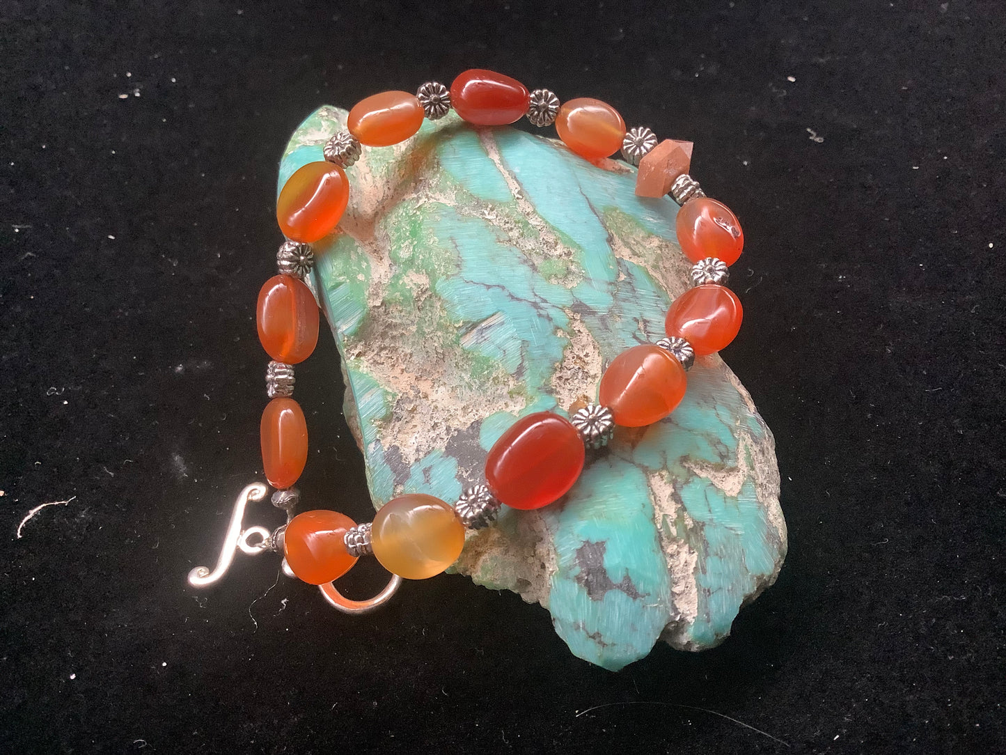 Carnelian Silver Plated Beaded Bracelet