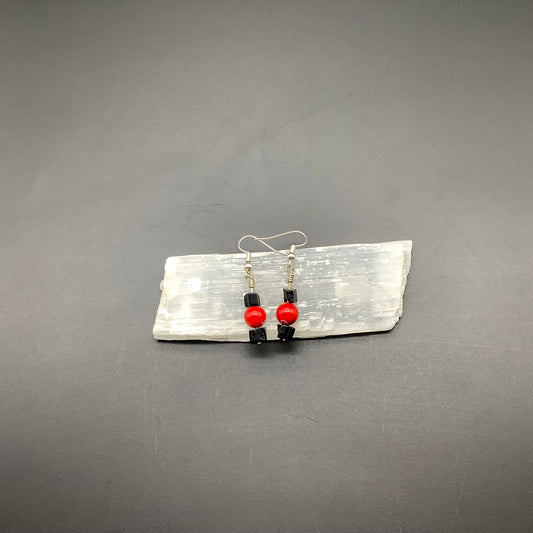 Handmade Tourmaline and Coral Earrings