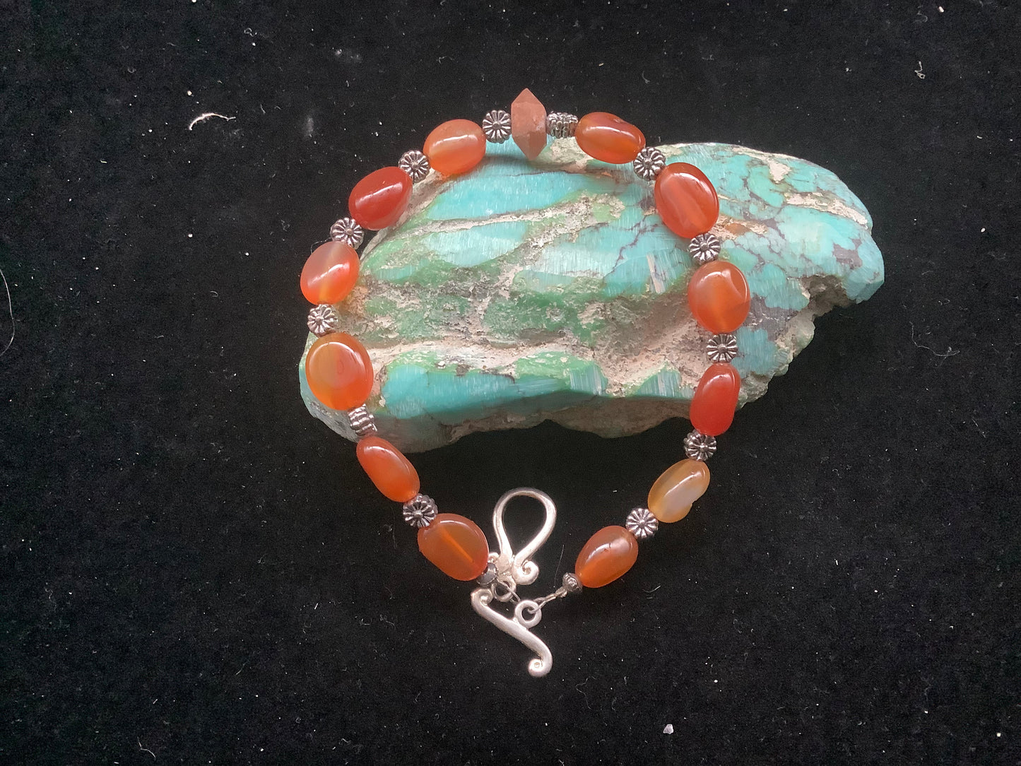 Carnelian Silver Plated Beaded Bracelet