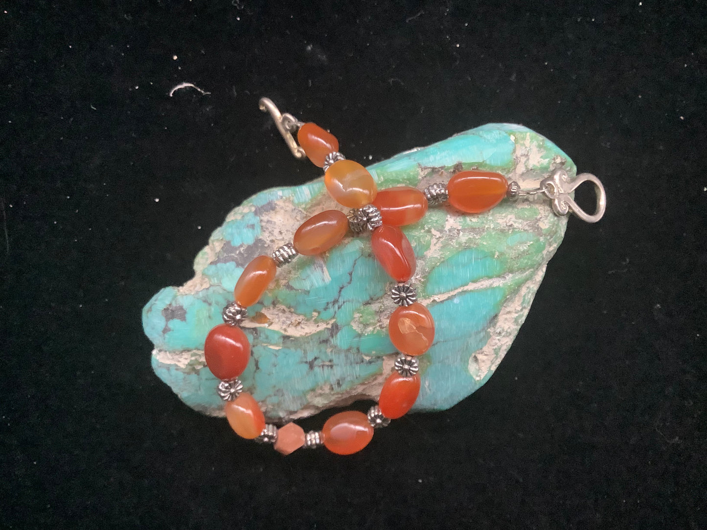 Carnelian Silver Plated Beaded Bracelet