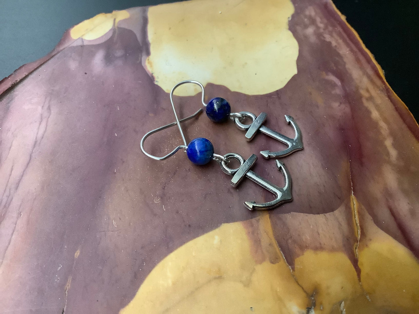 Anchor with azurite earrings