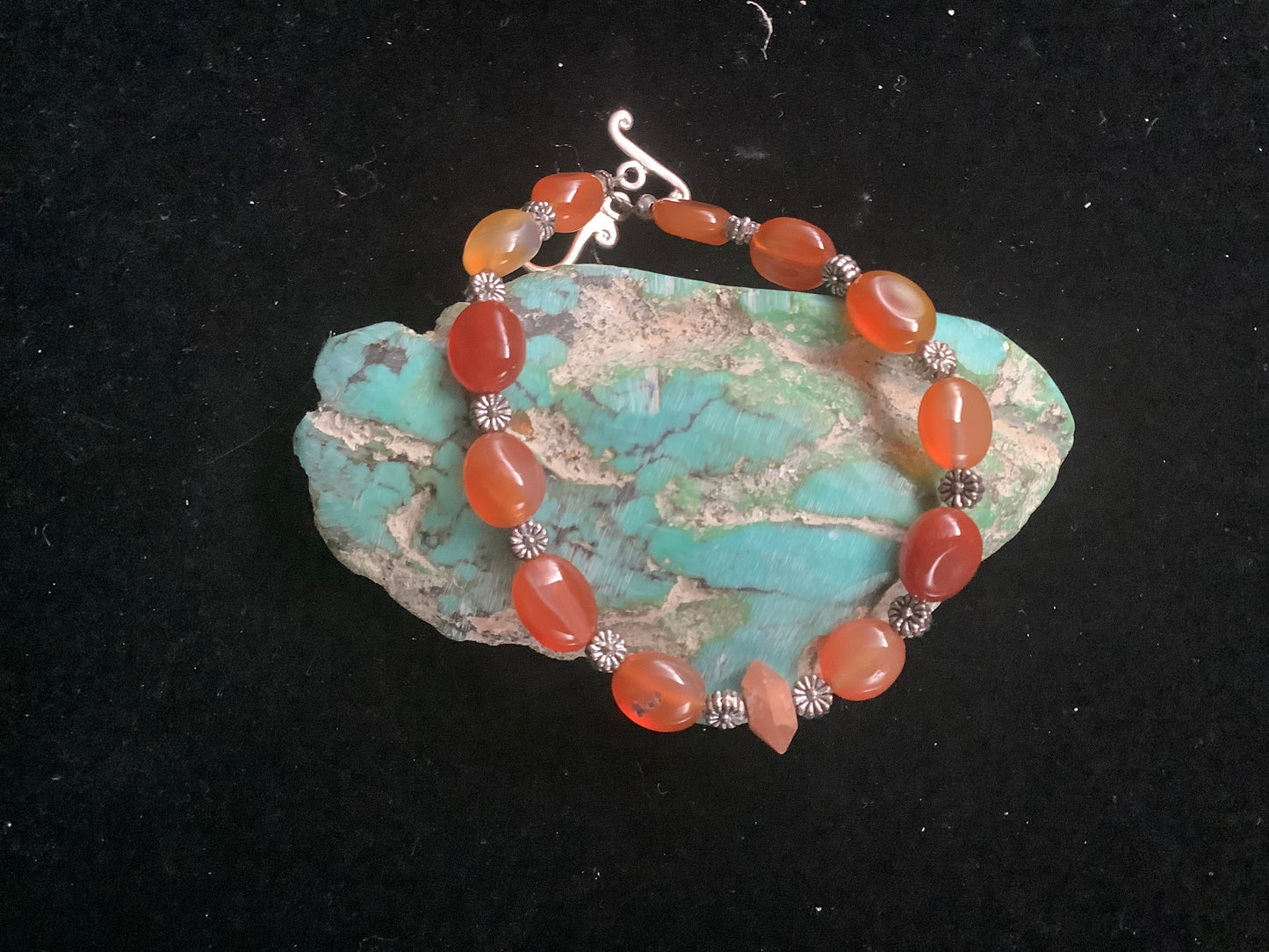 Carnelian Silver Plated Beaded Bracelet