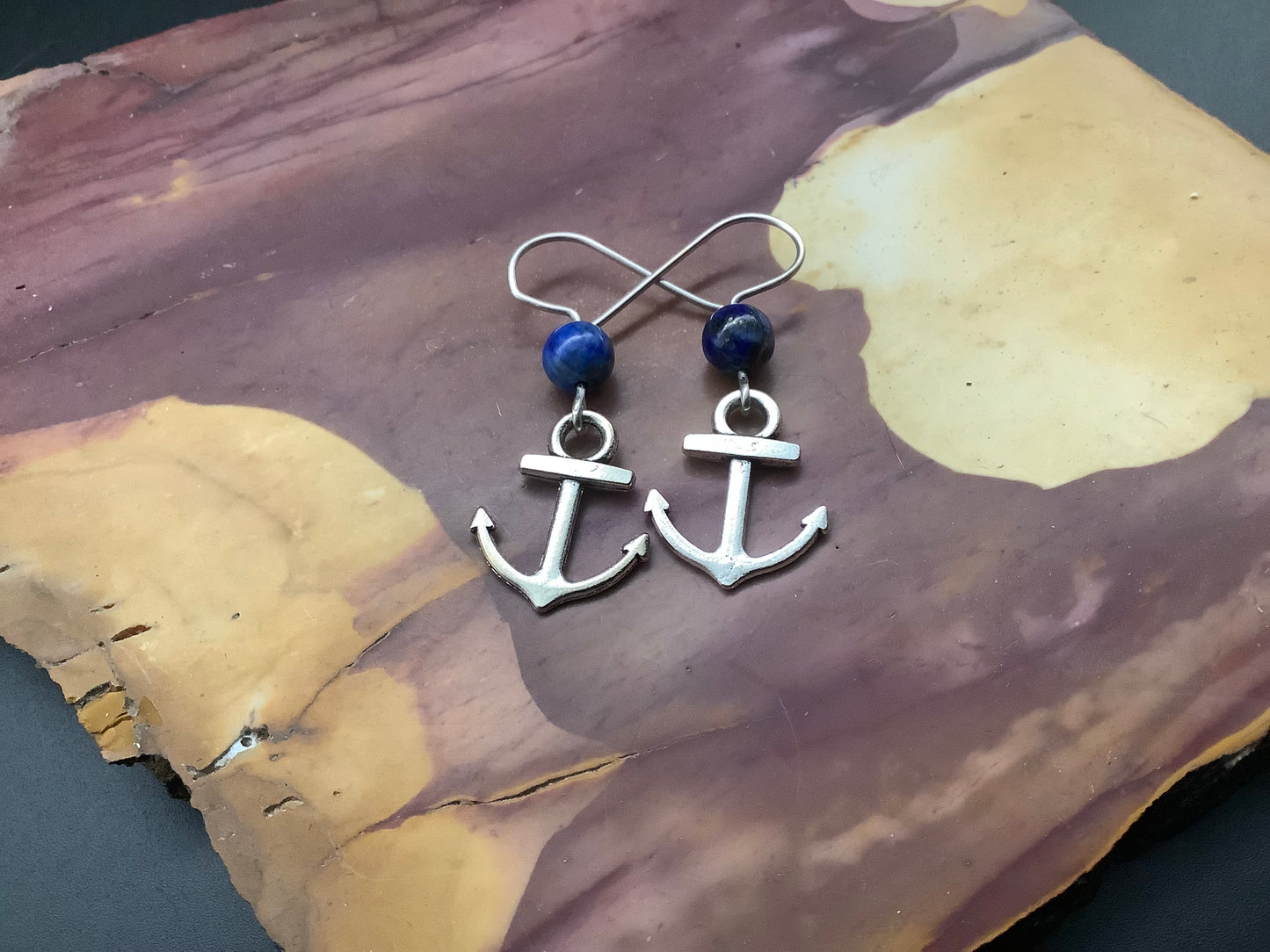 Anchor with azurite earrings