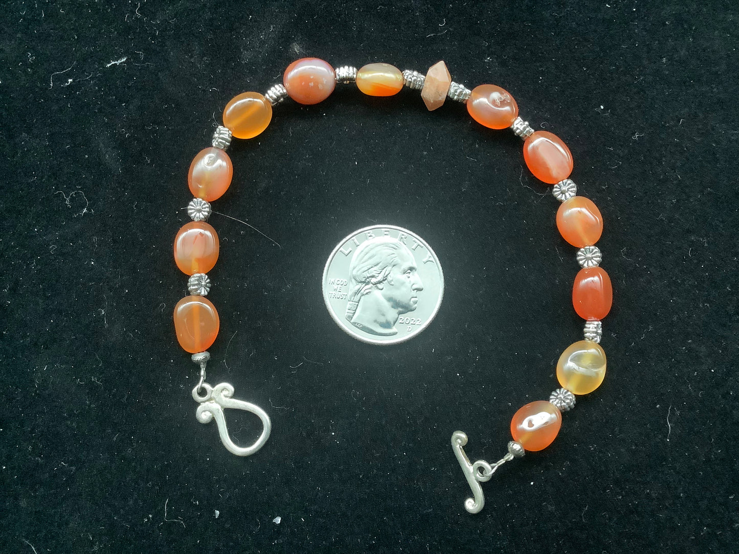 Carnelian Silver Plated Beaded Bracelet