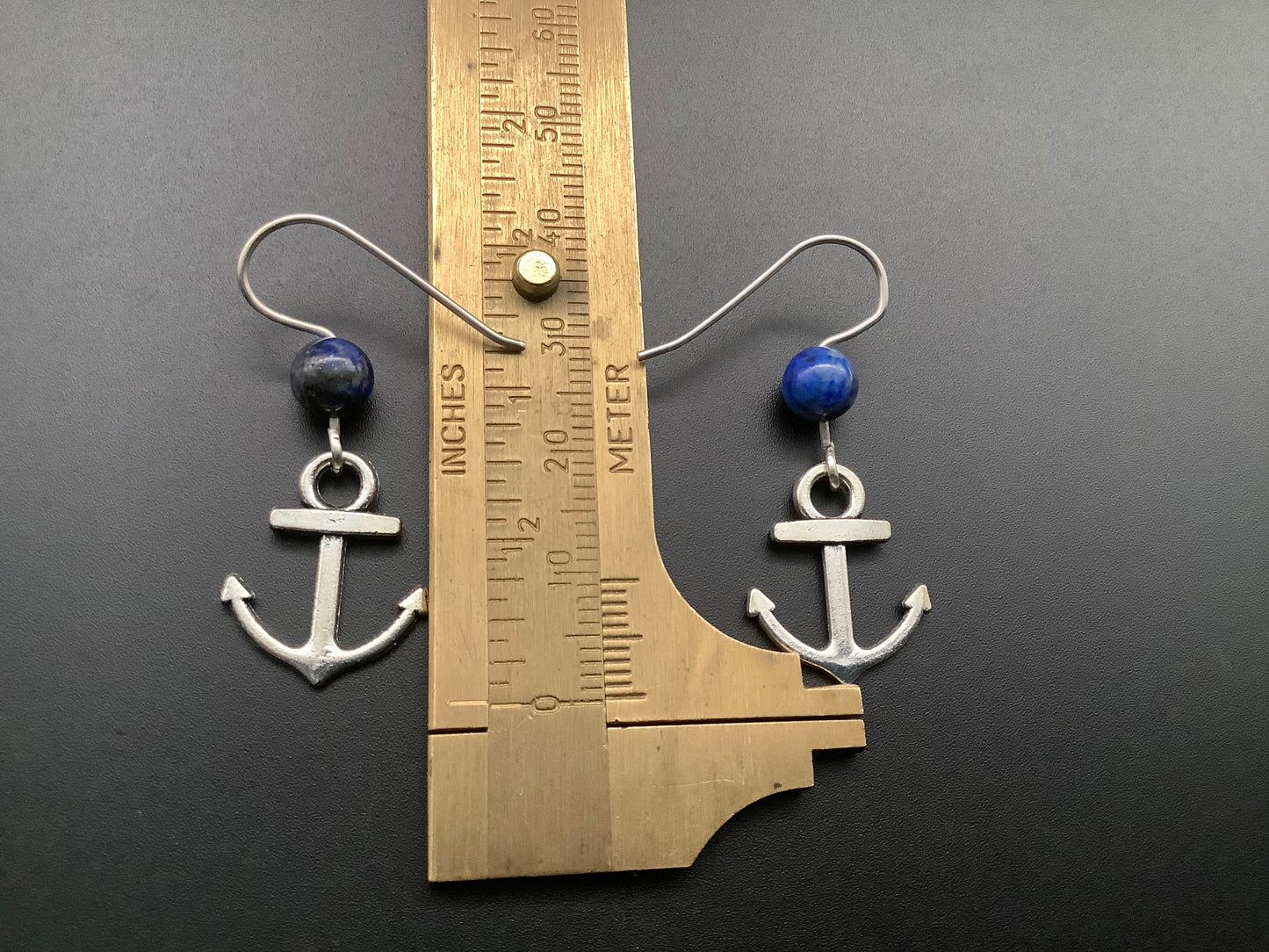 Anchor with azurite earrings