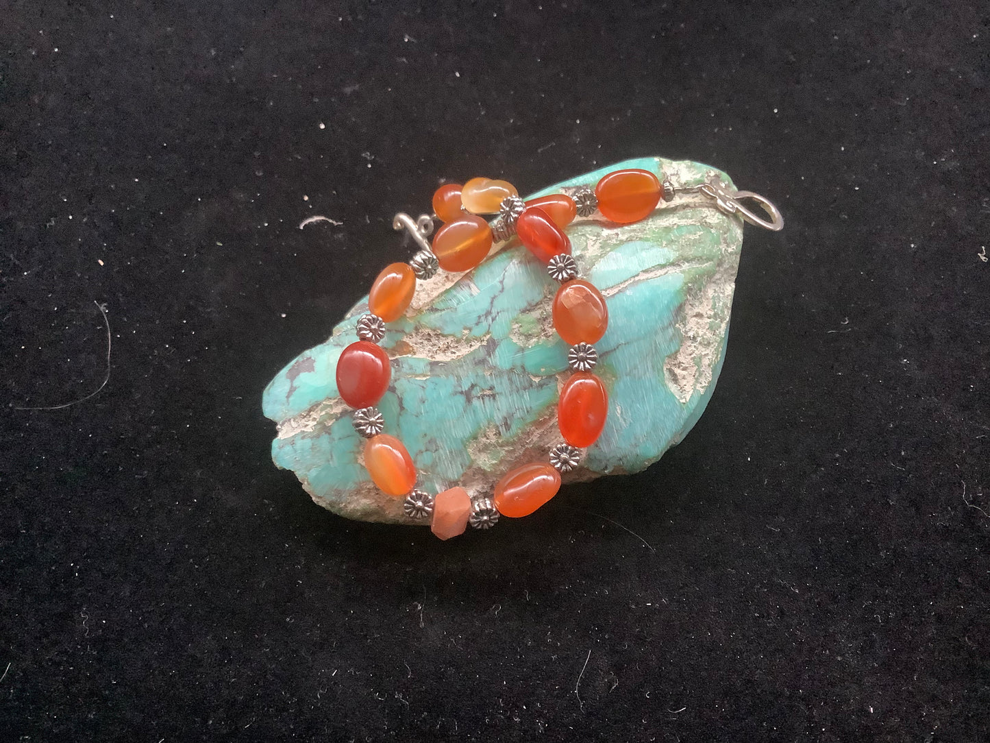 Carnelian Silver Plated Beaded Bracelet