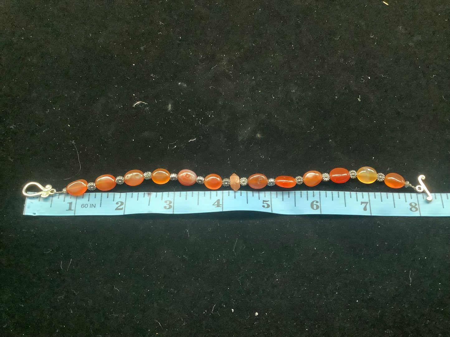 Carnelian Silver Plated Beaded Bracelet