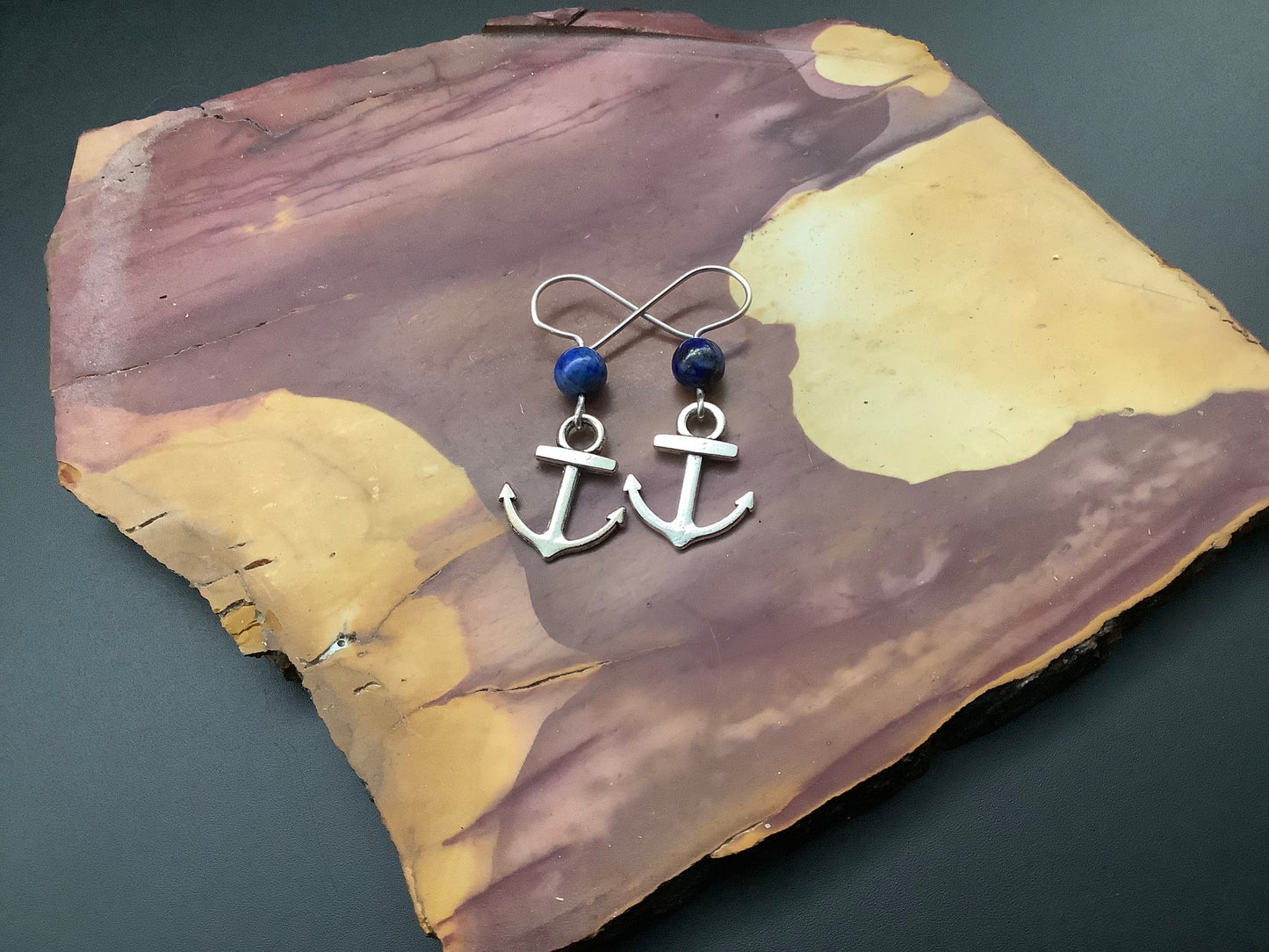 Anchor with azurite earrings