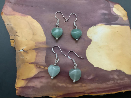 Aventurine Hearts of Sterling earrings