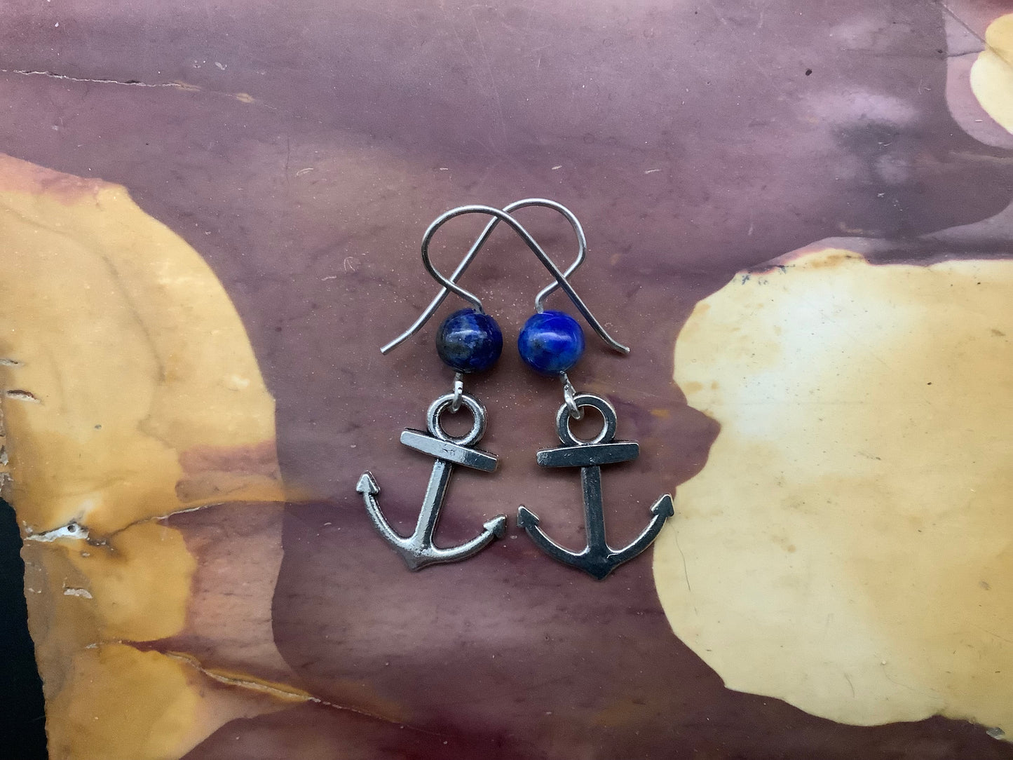 Anchor with azurite earrings