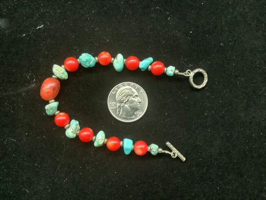 American Turquoise and coral bracelet